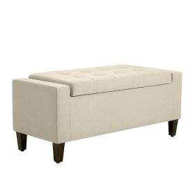 Linen Tufted Storage Ottoman Bench with Lift Top for Spacious Living Room Entryway Bedroom Decor Beige
