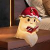 Ghost Reading Book Lamp with Christmas Hat, Cute Christmas Light Up Ghost Statue Night Light House Mantel Bedroom Shelf Decor Gifts