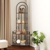 4 Tier Corner Bookshelf Modern Style Plant Stand with Metal Frame Space Saving Display Storage Rack for Living Room Bedroom Office Balcony Small Space