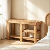 3-Tier  Shoe Rack Bench Slatted Shelves Storage Seat Organizer Natural Wood Color Home Decor