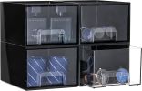 Black Small Stackable Storage Drawers, Cologne Organizer for Men,Plastic Containers for Vanity, Dresser,Office Desk,Bathroom Countertop Organization