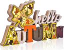 Hello Autumn Lighted Wooden Table Sign, 3D Fall Table Decor with Maple Leaf Cutouts, Rustic Thanksgiving Decorations for Home Office