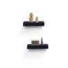 2-Piece Floating Wall Shelves, 14.96" Wood Wall Mounted Shelf Set for Bedroom, Bathroom, Living Room, Kitchen, Hanging Storage Shelves for Books