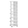 7 Tier Rotating Shoe Rack Tower with Adjustable Shelves, Movable 360° Spinning Carousel Display with Wheels, Lazy Susan Organizer Closet for Bedroom