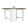 Gateleg Folding Table Space-Saving with Compact Design, White / Macadamia - Living Room