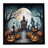 Graveyard Spooky Halloween Framed Metal Print Bathroom, Kitchen, Office, Home Decor Wall Art Ready to Hang, Square, 8X8