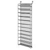 36 Pair Over-The-Door Shoe Closet Organizer Rack for 36 Pairs, 12 Tier, Metal, Gray