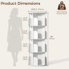 4-Tier Rotating Bookshelf, 360° Spinning Bookcase with Safety Guard, Space-Saving PVC Storage for Bedroom, White
