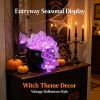 Vintage-Style Witch Themed Halloween Candy Jar, Purple & Black Color Scheme, Desktop Storage Container for Candies