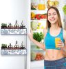 2 Pack Floral and Bird Magnetic Spice Rack for Refrigerator Metal Magnet Basket Shelf for Fridge Seasoning Storage Organizers Home Decor Kitchen Acces
