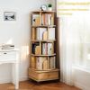 5 Tier Rotating Bookshelf, 360° Display Round Spinning Bookshelf with Wheels, Space-Saving, Small Space Rotating Bookshelf Tower for Bedroom