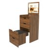 3-in-1 Vanity Desk with Lighted Mirror & Stool, Flip Top Makeup Dressing Table, Compact Storage for Bedroom, Bathroom, Dressing Room
