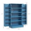 Freestanding Kitchen Pantry Cabinet, Kitchen Cabinet with 12 Door Shelves, Double Doors, 5-tier Shelving, Blue