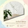 Wall-Mounted Brushed Metal Storage Cabinet with Arched Mirror And Adjustable Shelves for Home Organization