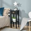 2-Tier Side Table with Drawer, Narrow End Table for Space Saving, Slim Nightstand with Shelf Metal Knob for Living Room Hallway, Black