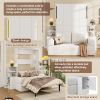 Full Size Wall Murphy Bed with Sofa and Storage Cabinets, Space-Saving Wall Bed for Home Office & Guest Room, White