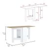 Gateleg Folding Table Space-Saving with Compact Design, White / Macadamia - Living Room