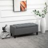 Linen Upholstered Storage Ottoman with Lift-Top Design Space-Saving Gray