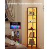 6 Tier Corner Shelf with LED Light, 68" Tall Corner Bookshelf with Storage Shelves for Collectibles