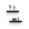 2-Piece Floating Wall Shelves w/LED Light, 18.11" Wood Wall Mounted Shelves for Bedroom, Bathroom, Living Room, Kitchen, Storage Shelf for Books