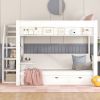Wood Full Size Convertible Bunk Bed with Storage Staircase, Bedside Table, and 3 Drawers
