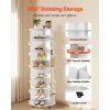 7 Tier Rotating Shoe Rack Tower with Adjustable Shelves, Movable 360° Spinning Carousel Display with Wheels, Lazy Susan Organizer Closet for Bedroom