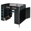 Full Size Wood Loft Bed with Desk,Wardrobe,Ample Storage Space,and RGB Light, Cloud Blue(OLD SKU:LT000261AAC)