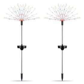 2Pcs Solar Powered Starburst Lights 240 LEDs Firework Lamp Garden Path Decor Lights For Spring Garden Decoration (Option: Colorful Lighting)