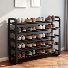 5-Tier Metal and Plastic Shoe Rack Organizer – Space-Saving Narrow Floor Shoe Storage Shelf, Durable Multi-Layer Iron Design, No Wood, Easy Assembly (Color: Black)