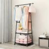 Modern Metal Garment Rack with Wheels, Space Saving Triangular Clothes Organizer with Multi-Tier Storage for Clothes and Accessories