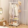 Modern Metal Garment Rack with Wheels, Space Saving Triangular Clothes Organizer with Multi-Tier Storage for Clothes and Accessories