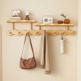Multifunctional 8-Hook Coat Rack] Durable Bamboo Wall-Mounted Coat Rack | Multifunctional Entryway Storage Shelf with Hooks for Hanging Coats, Hats (Color: Natural Wood Color)