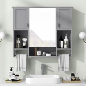 35'' x 28'' Modern Wall Mounted Bathroom Storage Cabinet, Bathroom Wall Cabinet with Mirror, Medicine Cabinet with Towels Bar (Color: as Pic)