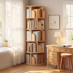 5 Tier Rotating Bookshelf, 360° Display Round Spinning Bookshelf, Space-Saving, Small Space Rotating Bookshelf Tower for Bedroom, Living Room, Home (Color: as Pic)