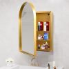 24x36 Inch Arched Recessed Medicine Cabinet, Metal Framed Bathroom Wall Cabinet with Mirror and Adjustable Shelves