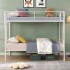 Bunk Bed Twin Over Twin Size with 2 Ladders and Full-Length Guardrail, Metal, Storage Space, No Box Spring Needed, Noise Free, Black