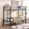 Bunk Bed Twin Over Twin Size with 2 Ladders and Full-Length Guardrail, Metal, Storage Space, No Box Spring Needed, Noise Free, Black