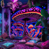 1pc Large Peach Skin Velvet Tapestry, UV Reactive Fluorescent Mushroom Forest Landscape, Aesthetic Hanging Wall Decor for Bedroom, Living Room, Office