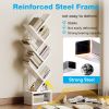 6-Tier Tree Bookshelf for Corner & Small Space Narrow Steel & Wood Bookcase, Tall Floor Standing Book Organizer Shelf with Storage Cabinet
