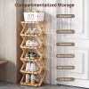 Folding Bamboo Shoe Rack, Multi Tier Space Saving Shoe Organizer with Large Storage Capacity, Freestanding Shoe Shelf for Entryway, Bedroom, Bathroom