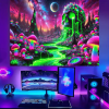 2D Flat, 2D Flat Fluorescent Tapestry, Boho Mushroom Fluorescent Print, Room Decor and Christmas Decorations Wall Hanging for Bedroom, Living Room