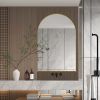 24x36 Inch Arched Recessed Medicine Cabinet, Metal Framed Bathroom Wall Cabinet with Mirror and Adjustable Shelves