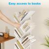 6-Tier Tree Bookshelf for Corner & Small Space Narrow Steel & Wood Bookcase, Tall Floor Standing Book Organizer Shelf with Storage Cabinet