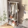 Modern Metal Garment Rack with Wheels, Space Saving Triangular Clothes Organizer with Multi-Tier Storage for Clothes and Accessories