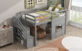 Twin Size Loft Bed with Storage Staircase and Window