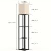 62.9 Inch Floor Lamp with Storage Shelves, Solid Wood Tall Corner Lamp with Bulb, Space Saving Standing Light for Living Room, Bedroom