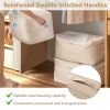 Large Foldable Storage Bag For Comforter Quilt Blanket Clothes Pillows Beddings Self Compression Organizer For Duvet Closet Storage Containers With Du