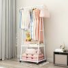 Modern Metal Garment Rack with Wheels, Space Saving Triangular Clothes Organizer with Multi-Tier Storage for Clothes and Accessories