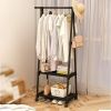 Modern Metal Garment Rack with Wheels, Space Saving Triangular Clothes Organizer with Multi-Tier Storage for Clothes and Accessories