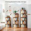 5 Tier Rotating Bookshelf, 360° Display Round Spinning Bookshelf, Space-Saving, Small Space Rotating Bookshelf Tower for Bedroom, Living Room, Home